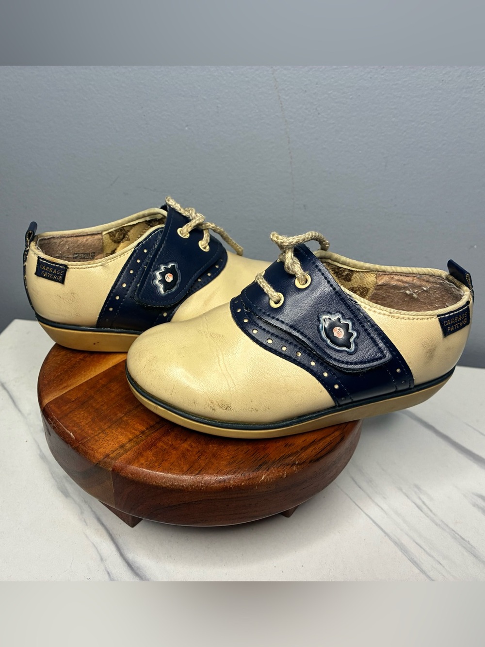 Cabbage Patch Kids Cream Navy Oxford Shoes Size 8D Collectible
